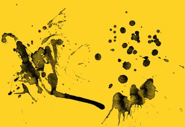 sarı arka plan doku soyut siyah boya splatters