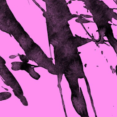 Soyut siyah boya doku pembe bir arka plan üzerinde splatters