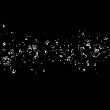 Siyah arka plan üzerine beyaz su kabarcıkları izole. Su damla yağmur. Sualtı oksijen.