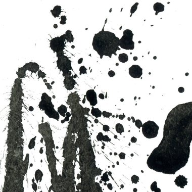 Beyaz arka plan doku soyut siyah boya splatters