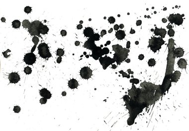 Beyaz arka plan doku soyut siyah boya splatters
