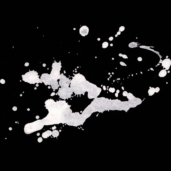 Abstract White Paint Splatters Texture Black Background — Stock Photo, Image