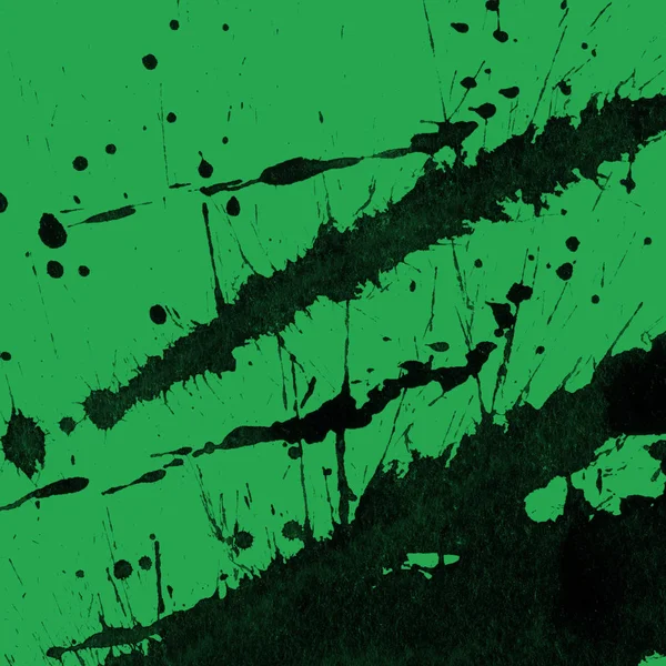 抽象的な黒塗りに緑の背景のテクスチャが飛び散っ — ストック写真