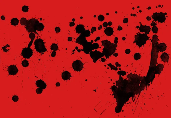 Abstract Black Paint Splatters Texture Red Background — Stock Photo, Image