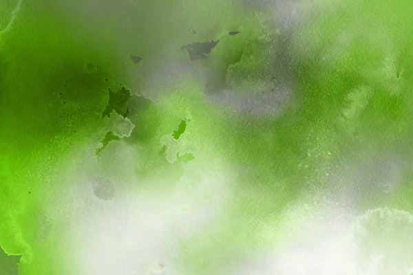 Tinta Aquarela Verde Sobre Papel Fundo Abstrato — Fotografia de Stock