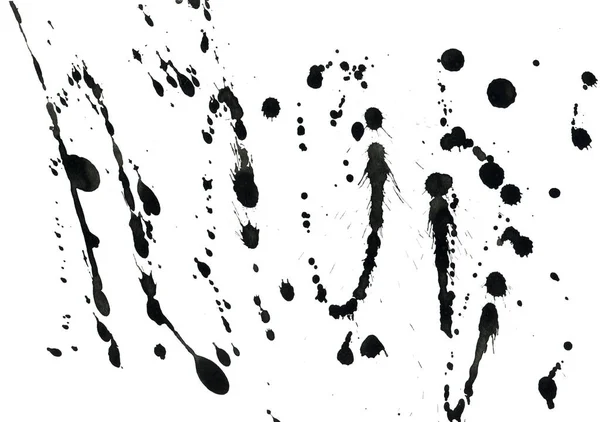 Absztrakt Fekete Festék Splatters Fehér Háttér Textúra — Stock Fotó