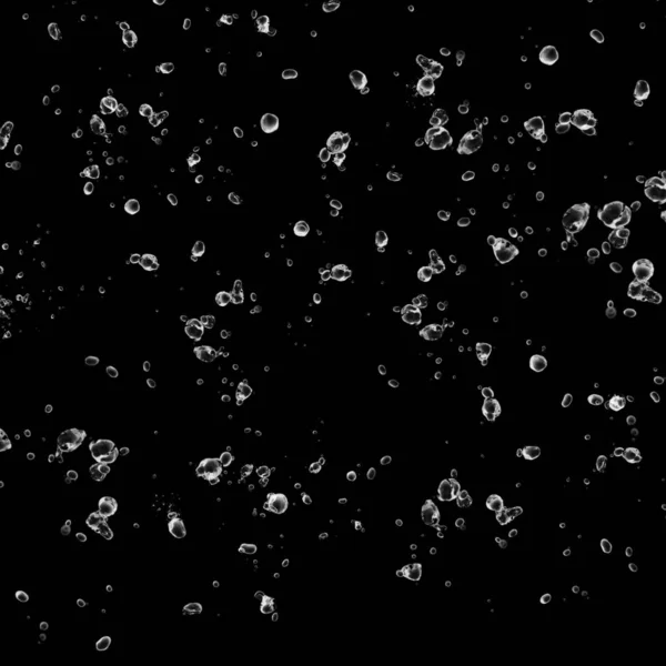 Ізольовані Бульбашки Білої Води Чорному Тлі Дощова Вода Падає Підводний — стокове фото