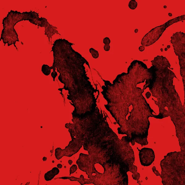 Abstract Black Paint Splatters Texture Red Background — Stock Photo, Image