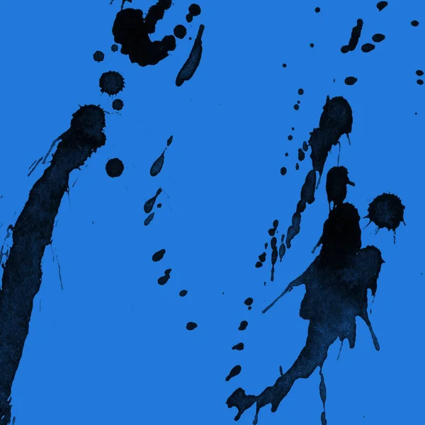 Abstraktní Černá Barva Stříkance Textury Modrém Pozadí — Stock fotografie