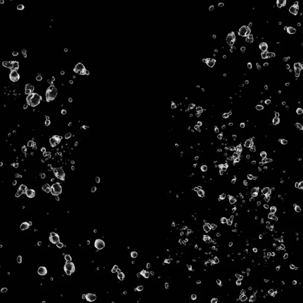 Ізольовані Бульбашки Білої Води Чорному Тлі Дощова Вода Падає Підводний — стокове фото