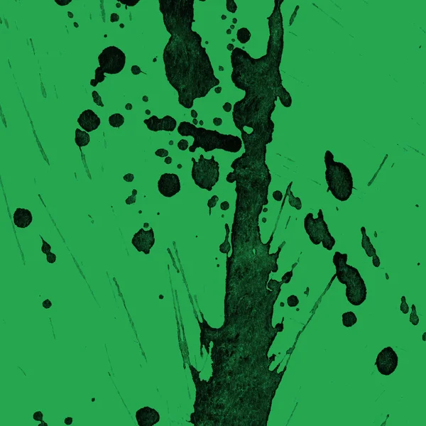 Astratto Vernice Nera Schizza Texture Sfondo Verde — Foto Stock