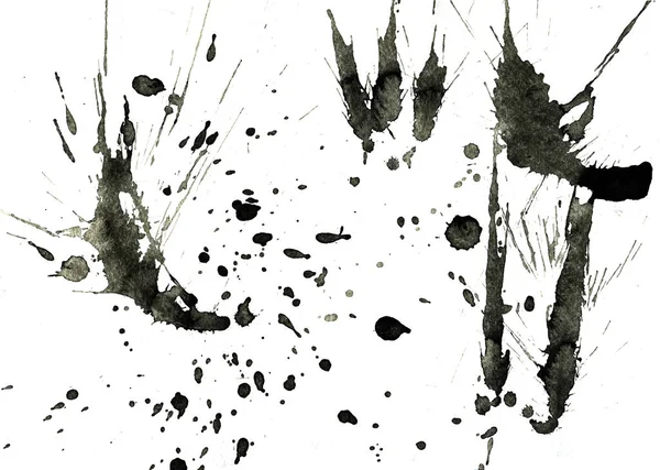 Pintura Negra Abstracta Salpica Textura Sobre Fondo Blanco — Foto de Stock