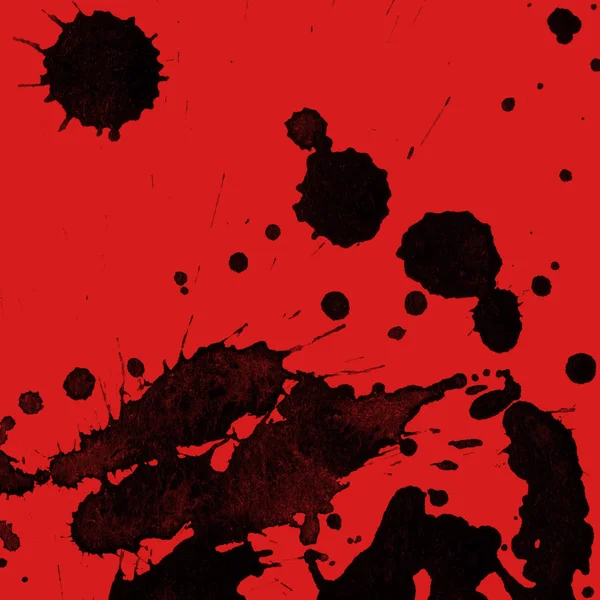 Abstract Black Paint Splatters Texture Red Background — Stock Photo, Image