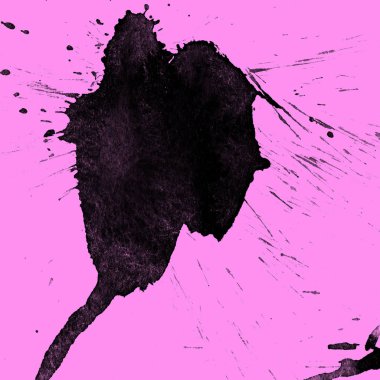 Soyut siyah boya doku pembe bir arka plan üzerinde splatters