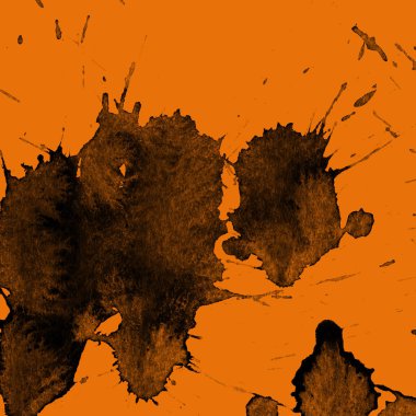 Soyut siyah boya doku turuncu zemin üzerine splatters