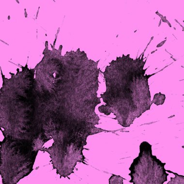 Soyut siyah boya doku pembe bir arka plan üzerinde splatters