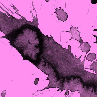 Soyut siyah boya doku pembe bir arka plan üzerinde splatters