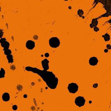Soyut siyah boya doku turuncu zemin üzerine splatters