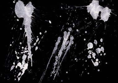 Soyut Beyaz boya doku siyah arka plan üzerine splatters