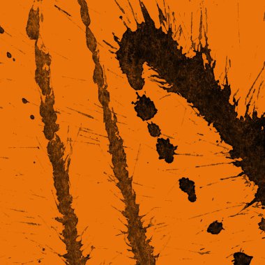 Soyut siyah boya doku turuncu zemin üzerine splatters