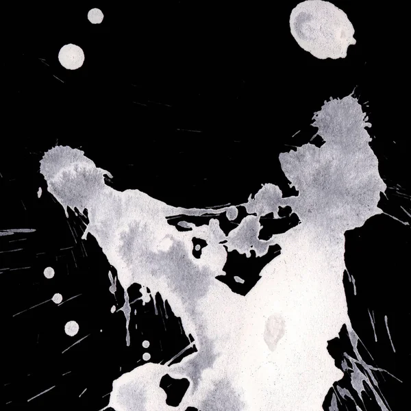 Pintura Branca Abstrata Espirra Textura Fundo Preto — Fotografia de Stock