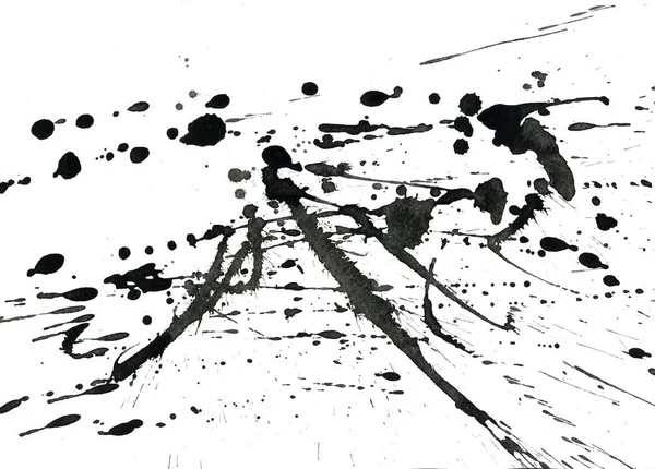 Pintura Negra Abstracta Salpica Textura Sobre Fondo Blanco —  Fotos de Stock