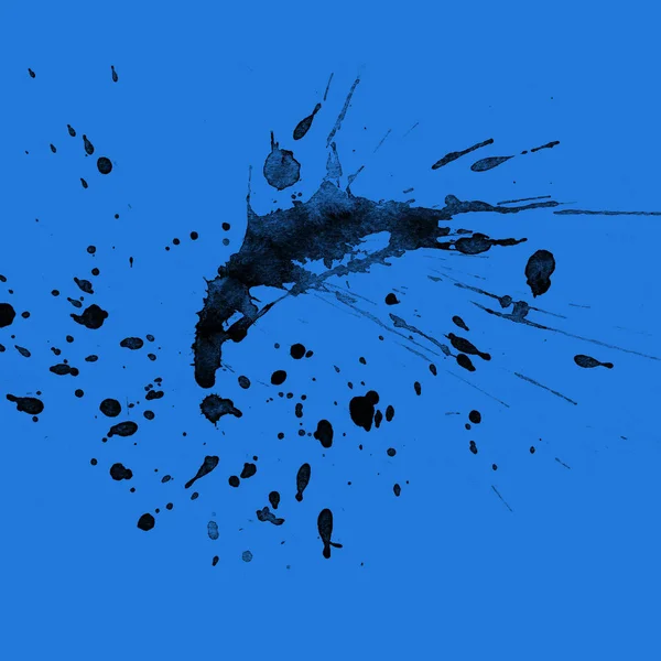 Абстрактна Текстура Чорної Фарби Синьому Фоні — стокове фото