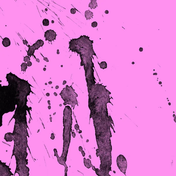 Αφηρημένο Μαύρο Χρώμα Splatters Υφή Ροζ Φόντο — Φωτογραφία Αρχείου