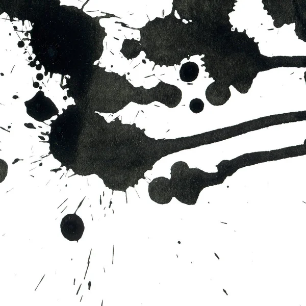 Beyaz Arka Plan Doku Soyut Siyah Boya Splatters — Stok fotoğraf