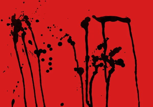 Tekstur Cat Hitam Abstrak Pada Latar Belakang Merah — Stok Foto