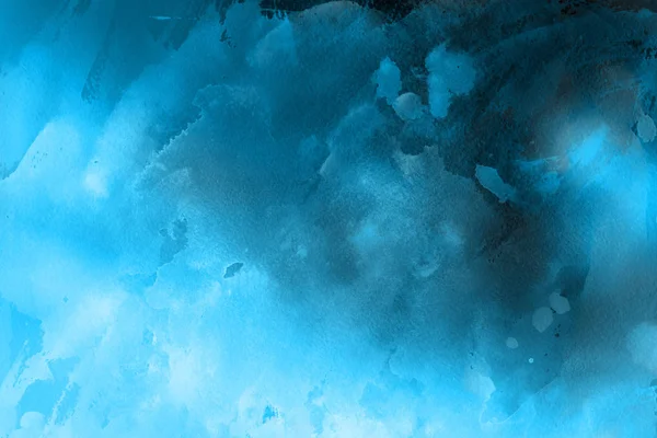 Blå Vattenfärg Måla Papper Abstrakt Bakgrund — Stockfoto