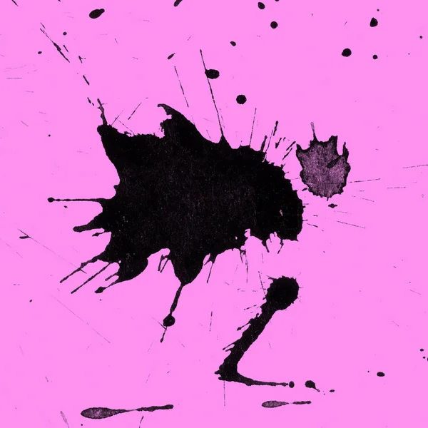 Αφηρημένο Μαύρο Χρώμα Splatters Υφή Ροζ Φόντο — Φωτογραφία Αρχείου