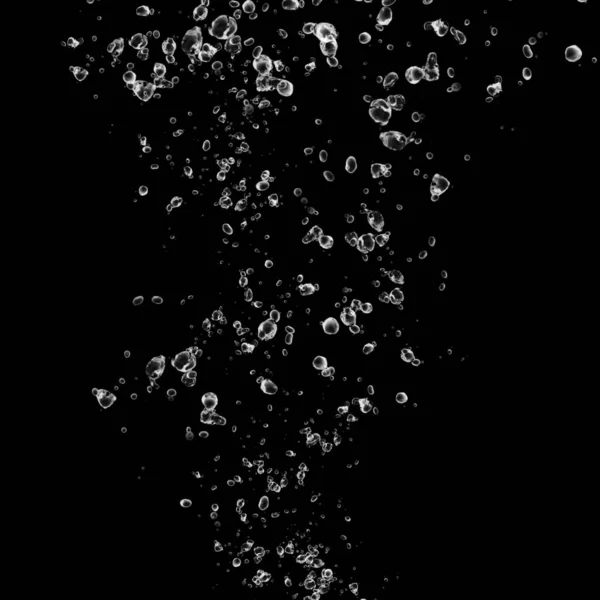 Izolované Vodní Bubliny Černém Pozadí Déšť Kapky Vody Kyslík Pod — Stock fotografie