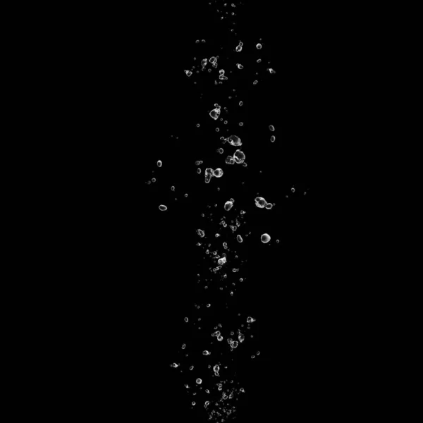 Isolated White Water Bubbles Black Background Rain Water Drops Underwater — Stock Photo, Image