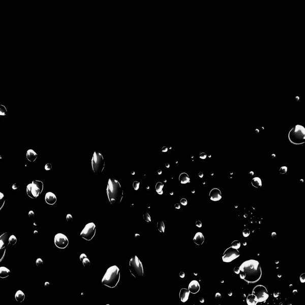 Geïsoleerd Wildwater Bubbels Zwarte Achtergrond Regen Waterdruppels Onderwater Zuurstof — Stockfoto