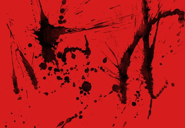 Abstract Black Paint Splatters Texture Red Background — Stock Photo, Image