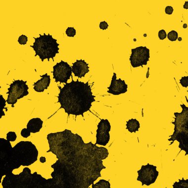 sarı arka plan doku soyut siyah boya splatters