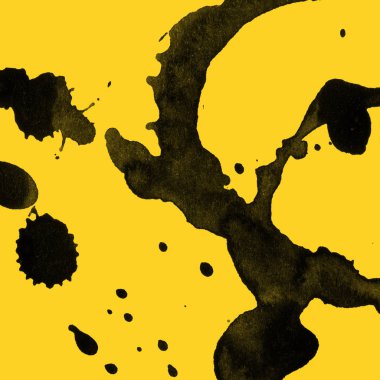 sarı arka plan doku soyut siyah boya splatters