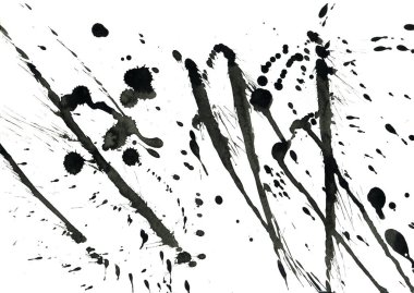 Beyaz arka plan doku soyut siyah boya splatters