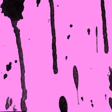 Soyut siyah boya doku pembe bir arka plan üzerinde splatters