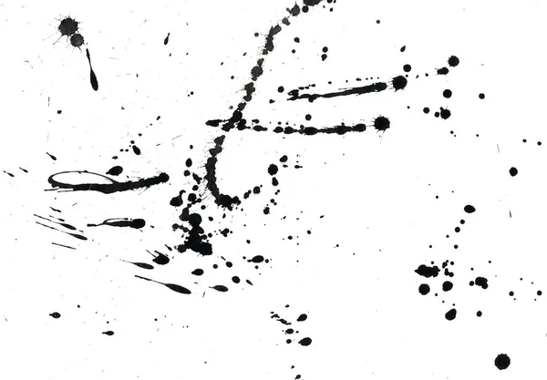 Abstract Black Paint Splatters Texture White Background — Stock Photo, Image