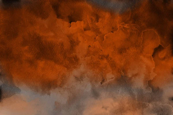 Orangefarbene Aquarellfarbe Auf Papier Abstrakten Hintergrund — Stockfoto