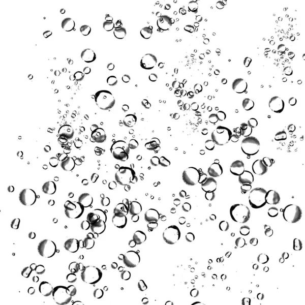 Isolated water bubbles on white background.