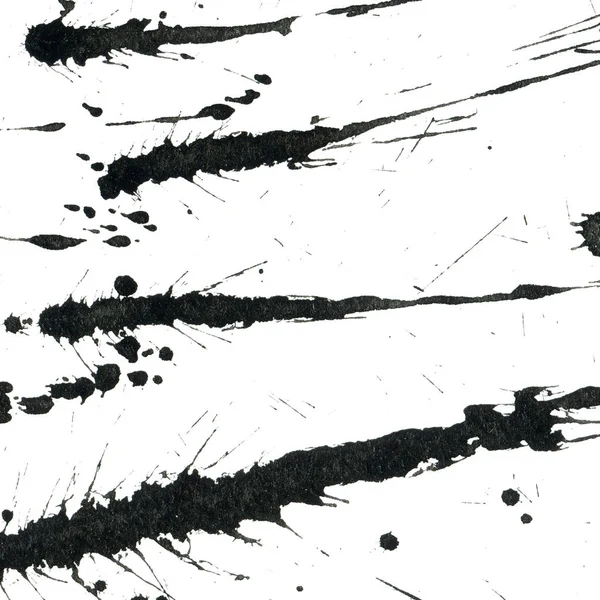 Abstrait Noir Peinture Éclaboussures Texture Sur Fond Blanc — Photo