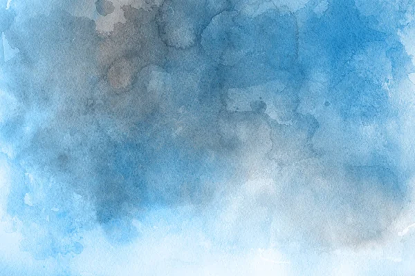 Blå Vattenfärg Måla Papper Abstrakt Bakgrund — Stockfoto