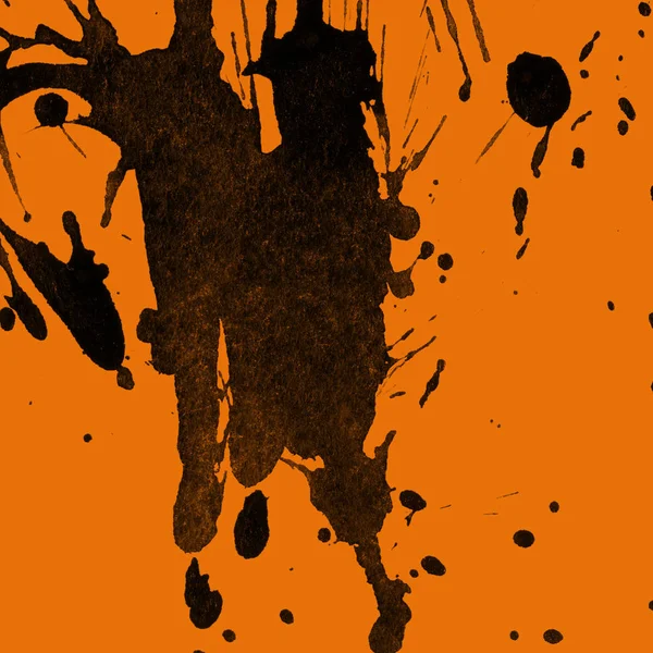 抽象的な黒塗装に Orangebackground のテクスチャが飛び散っ — ストック写真