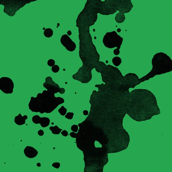 抽象的な黒塗りに緑の背景のテクスチャが飛び散っ — ストック写真