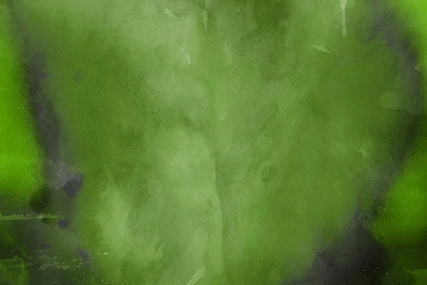 纸抽象背景上的绿色水彩画 — 图库照片