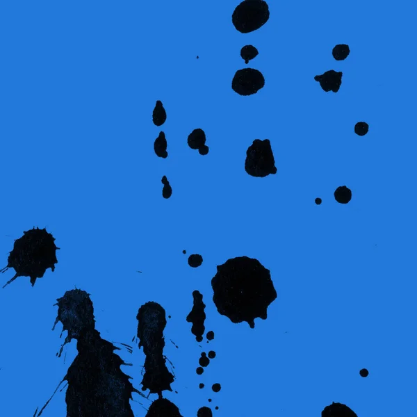 Abstract Black Paint Splatters Texture Blue Background — Stock Photo, Image