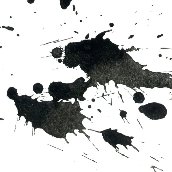 Abstract Black Paint Splatters Texture White Background — Stock Photo, Image